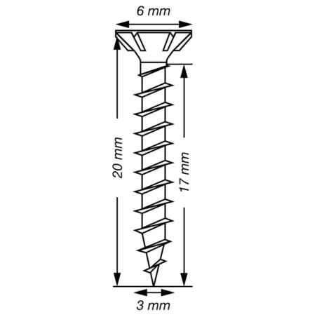 1 x Spax T-STAR MORE Countersunk Head T10 Stainless Steel A2 3X20 Full Thread micro screw