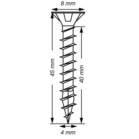 1 x Spax T-STAR MORE Countersunk Head T20 Stainless Steel A2 4X45 Full Thread