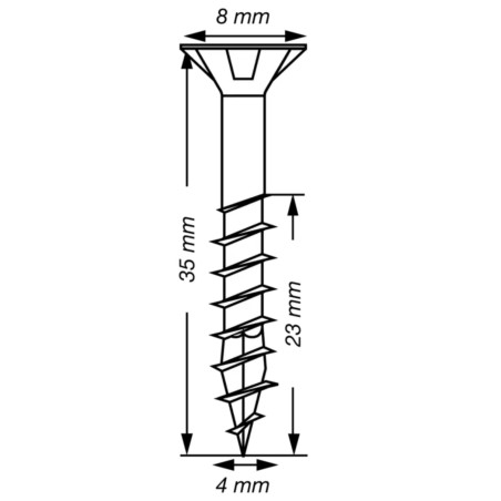 1 x Spax T-STAR MORE Countersunk Head T20 Stainless Steel A2 4X35 Thread Length: 23