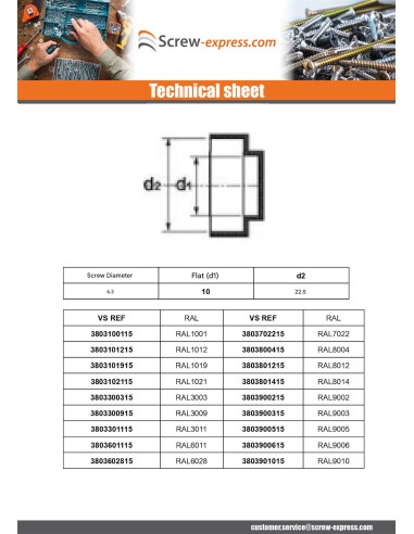 1 x Cap Hexagonal Head Polyethylene RAL3003 for...
