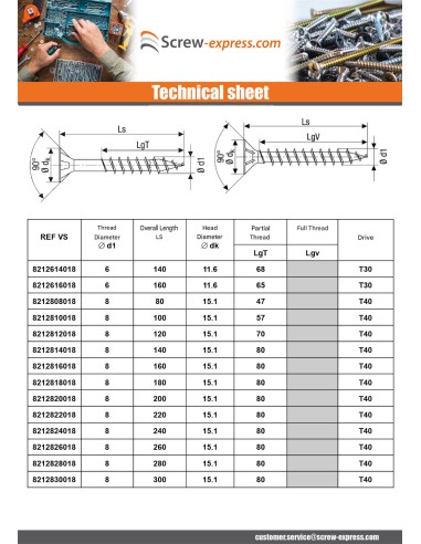 1 x Spax T-STAR MORE Countersunk Head T30...