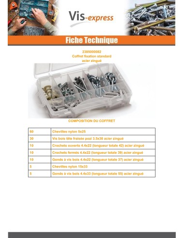 1 x Assortment of fasteners STANDARD 130 ELEMENTS