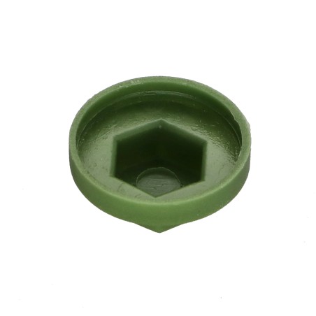 1 x Cap Hexagonal Head Polyethylene Ral6011/Reseda Green for self-drilling or sheet metal screws Ø 6.3