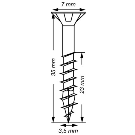 1 x Spax T-STAR MORE Countersunk Head T15 Stainless Steel A2 3.5X35 Thread Length: 23