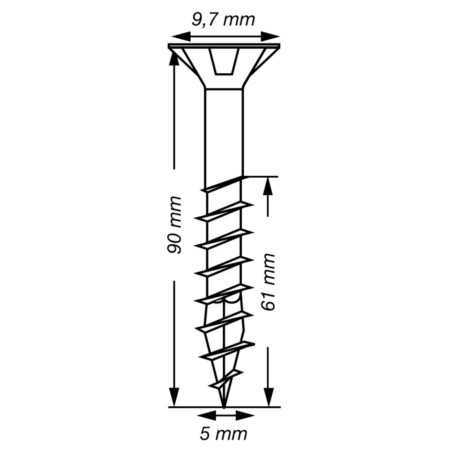 1 x Spax T-STAR MORE Countersunk Head T20 Stainless Steel A2 5X90 Thread Length: 61