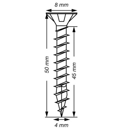 1 x Spax T-STAR MORE Countersunk Head T20 Stainless Steel A2 4X60 Full Thread