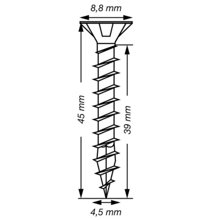 1 x Spax T-STAR MORE Countersunk Head T20 Stainless Steel A2 4.5X45 Full Thread