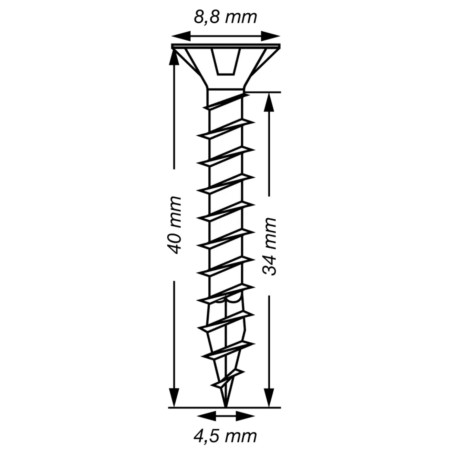 1 x Spax T-STAR MORE Countersunk Head T20 Stainless Steel A2 4.5X40 Full Thread