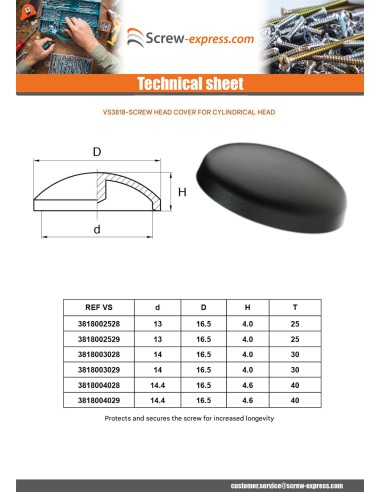 1 x Screw Head Cover T30 Head Diameter: 16.5...