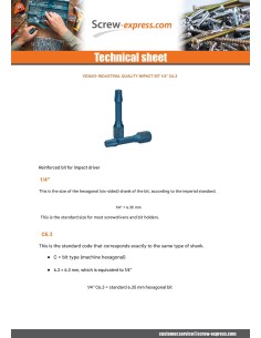 Bit IMPACT Industrial quality 1/4" C6.3 T20 Length 30 2