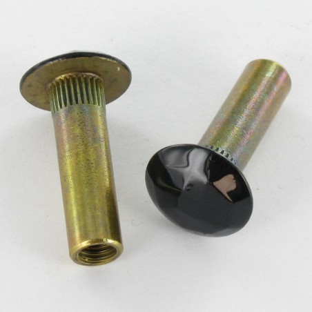 1 x Nut Bookbinder HAMMERED 8X28 Inner Thread M6 (Blind Hole) Brass Ral9005/Jet Black