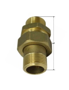 Straight union fitting 20X27 (3/4") Male / Male Brass... 2