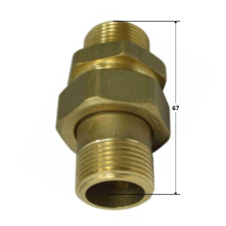1 x Straight union fitting 20x27 (3/4") Male / Male Brass Figure 344