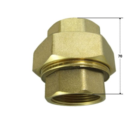 1 x Straight union fitting 40x49 (1"1/2) Female/Female Brass Figure 340