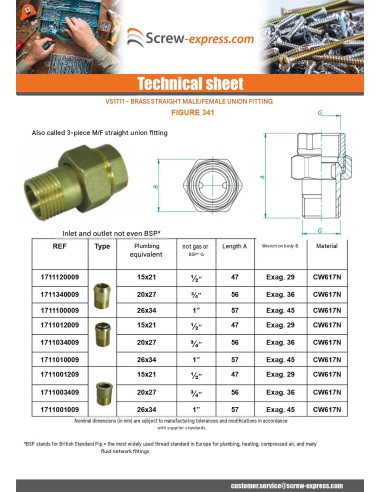 1 x Spherical conical straight union fitting...