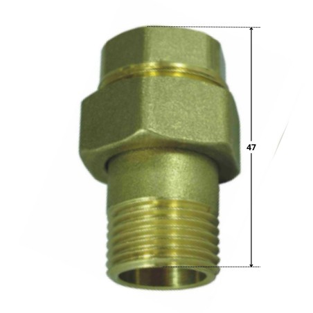 1 x Straight union fitting with O-ring seal 15x21 (1/2") Male/Female Brass Figure 341