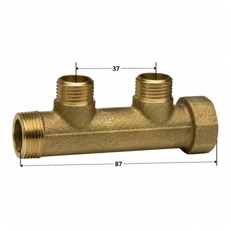 1 x Manifold 2 exits 20x27 (3/4") Male/Female Brass for sanitary plumbing