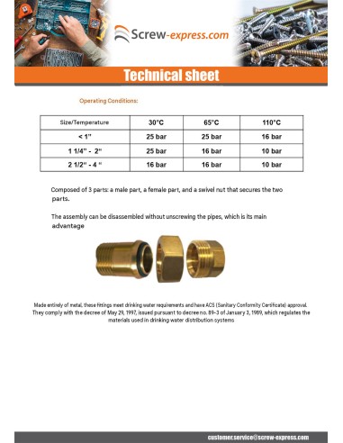 1 x Flat straight union fitting 26x34 (1")...