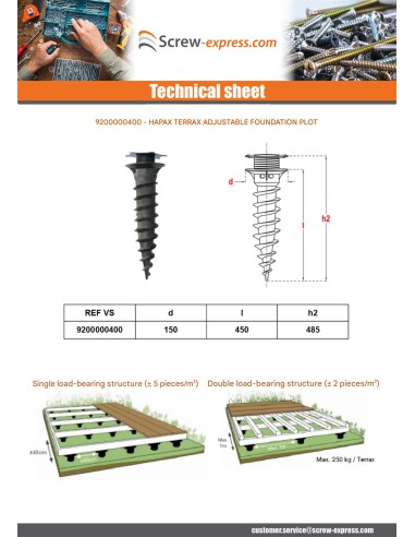 1 x Adjustable foundation pad HAPAX TERRAX 450MM