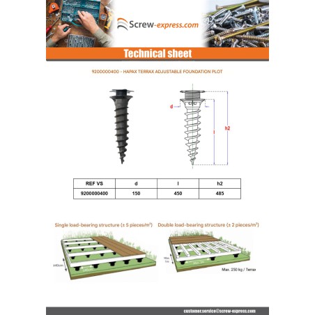 1 x Adjustable foundation pad HAPAX TERRAX 450MM