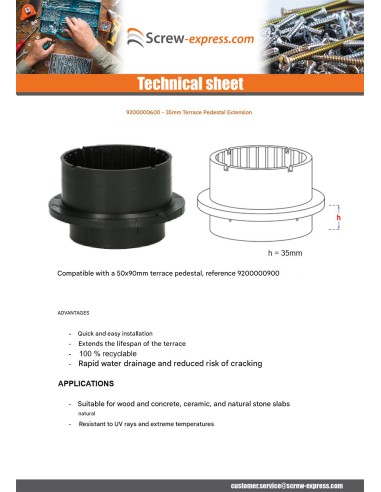 1 x Extension for pedestal terrace 35MM