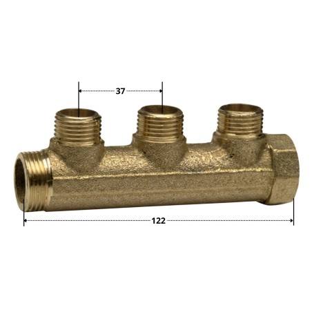 1 x Manifold 3 exits 26x34 (1") Male/Female Brass for sanitary plumbing