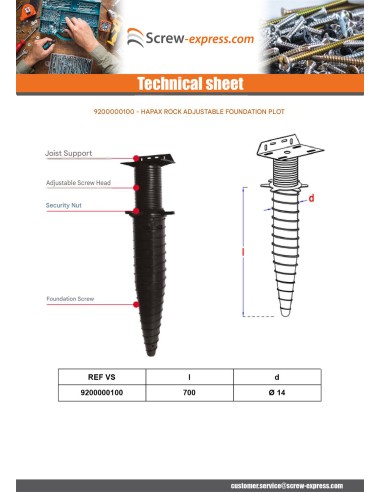 1 x Adjustable foundation pad HAPAX ROCK 140X700
