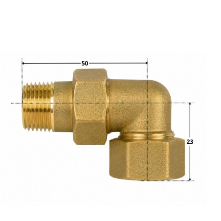 1 x Sphereconical elbow union fitting 15x21 (1/2") Male/Female Brass Figure 98