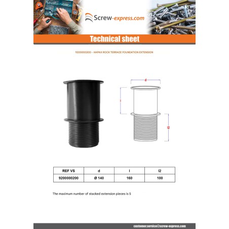 1 x Extension pour fondation terrasse HAPAX ROCK 140X260