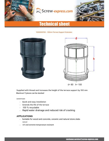 1 x Extension for pedestal terrace 100MM