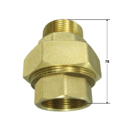 1 x Straight union fitting 33x42 (1"1/4) Male/Female Brass Figure 341