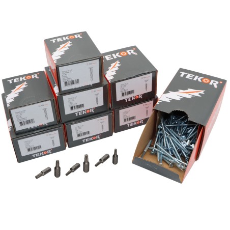 1 x TEKOR PACK PRO 1200 Screw Countersunk Head With Serration Torx Zinc Plated