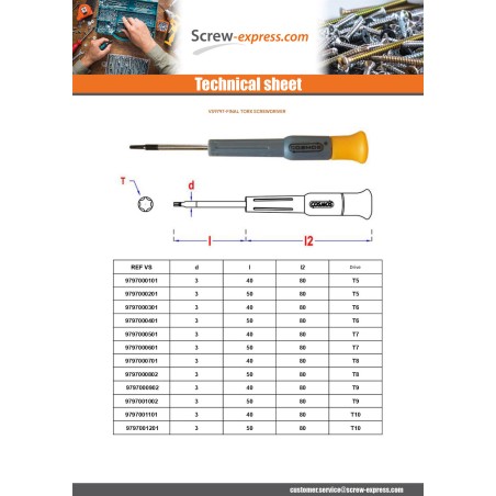 1 x Screwdriver end T10 Total Lengh 80 Length Metal Thread 50
