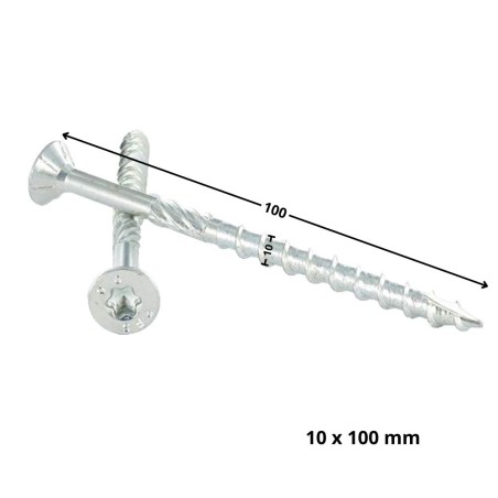 1 x Framing screws TEKOR Countersunk Head With Serration T40 10X100 Thread Length: 60 cut Type 17 Drilling Point Zinc