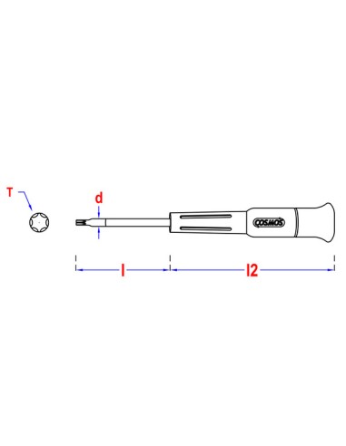 1 x Screwdriver end T6 Total Lengh 80 Length...