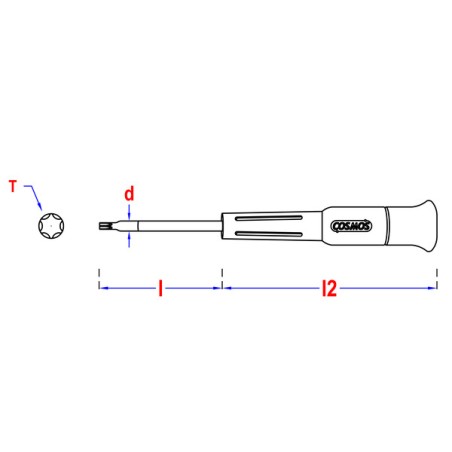 1 x Screwdriver end T5 Total Lengh 80 Length Metal Thread 40