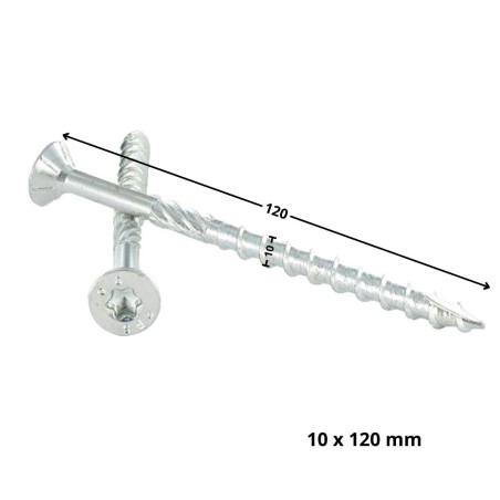 1 x Framing screws TEKOR Countersunk Head With Serration T40 10X120 Thread Length: 80 cut Type 17 Drilling Point Zinc