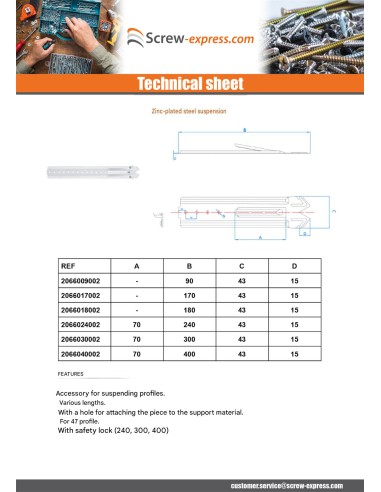 1 x Suspension Length 80 Zinc Plated