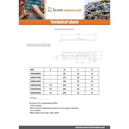 1 x Suspension Length 80 Zinc Plated