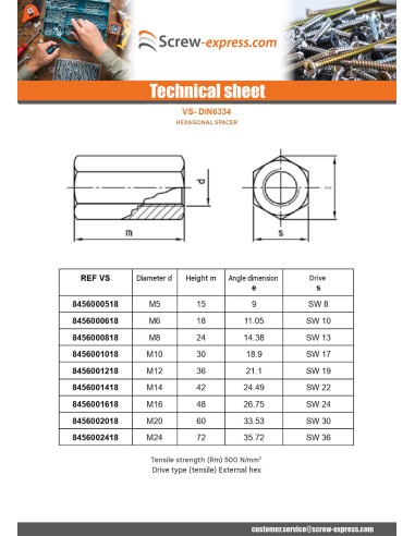1 x Coupling Nut Hexagonal Stainless Steel A2...