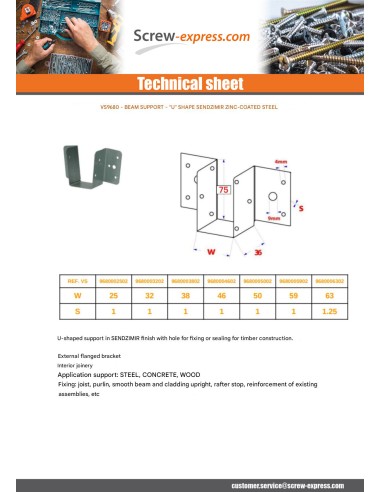 1 x Joist hanger U-shaped beam support 38X75...