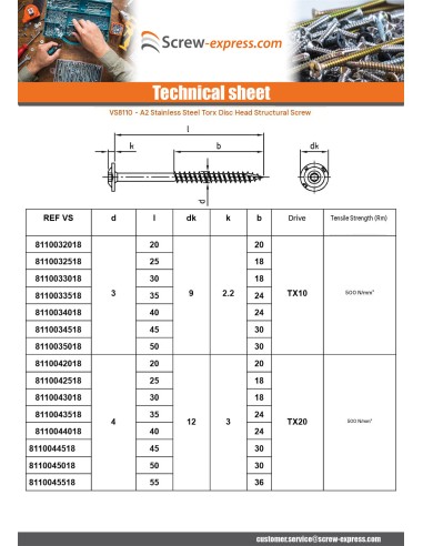 1 x Carpenter Screw Disc Head Stainless Steel...