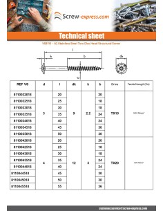 Carpenter Screw Disc Head Stainless Steel A2 8X30 Full... 2