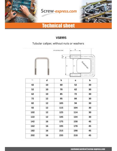 1 x U-Bolt Straight or flat bottom 95X72X95...