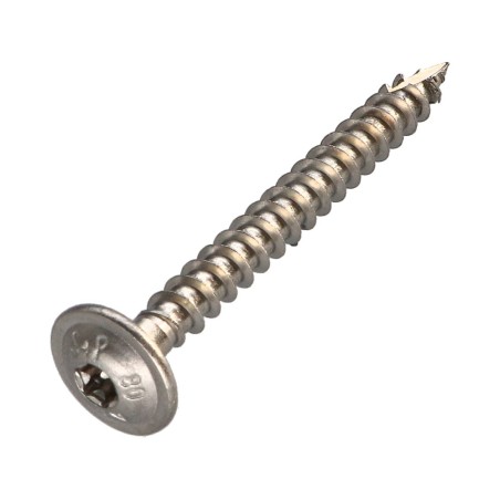1 x Carpenter Screw Disc Head Stainless Steel A2 8X80 Thread Length: 72 T40 Head Diameter: 20