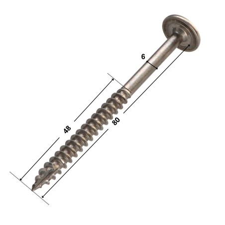 1 x Carpenter Screw Disc Head Stainless Steel A2 6X80 Thread Length: 48 T25 Head Diameter: 15