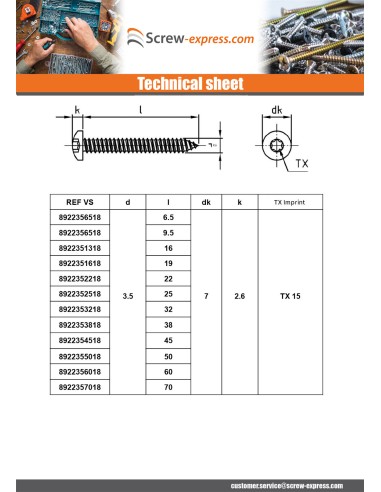 1 x Thread Rolling Screw Cylindrical Button...