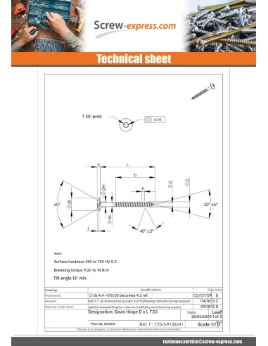 1 x Screw Truss 6X35 Partial Thread T30 Black...