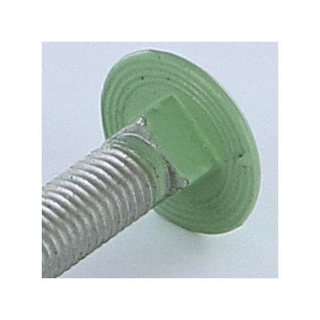 1 x Carriage Bolt M7X40 Pitch 100 Full Thread Aluminium Ral6021/Pale Green 30%B