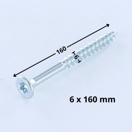 1 x Chipboard Screw Countersunk Head T25 6X160 Thread Length: 70 Zinc Plated